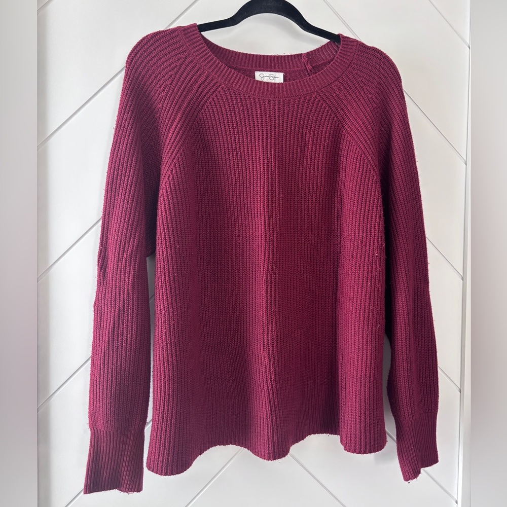 Jessica Simpson Rich Burgundy Crew Neck Sweater